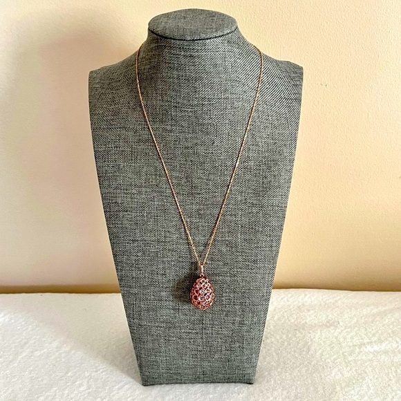 10K Rose Gold Plated Tanzanite, Garnet, and Amethyst Gemstone Necklace - Picture 2 of 8